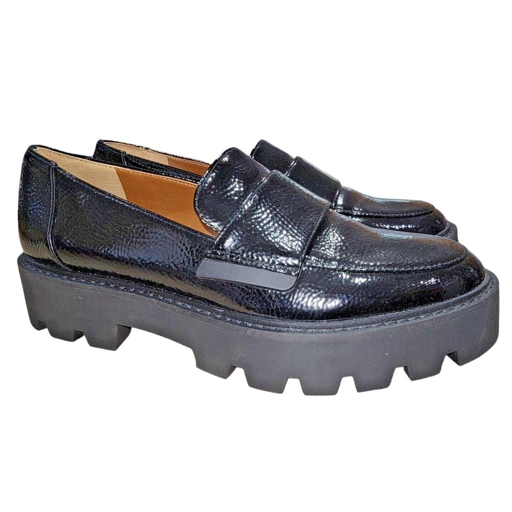 Franco Sarto Brindy Loafer Womens Size 6.5 Black Chunky Sole Shoes